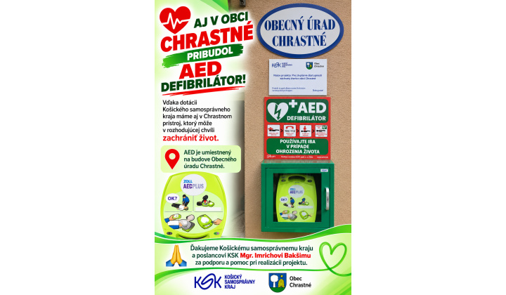 Umiestnenie AED v obci Chrastné